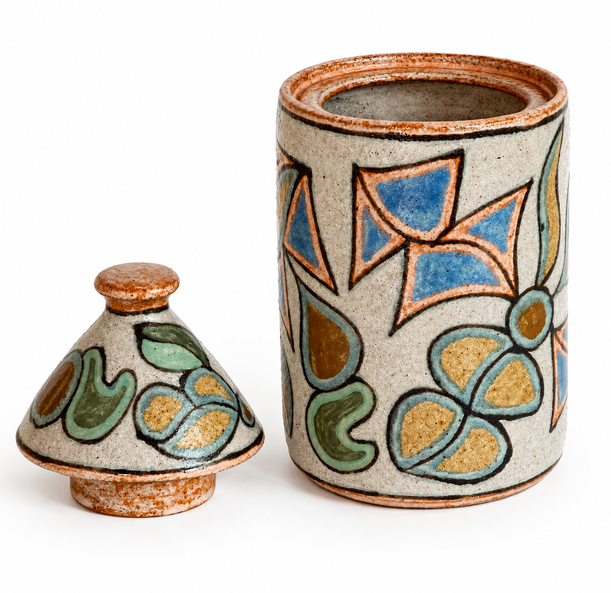 Polychrome Lidded Vessel with Fruit Motif